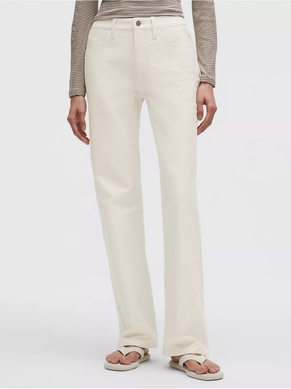 Lululemon EasyFive Mid Rise Relaxed Straigt Pant Regular Light Ivory Size 25